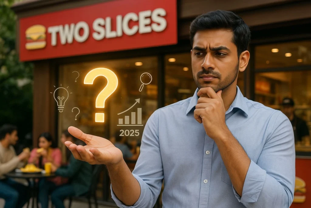 Exterior view of a Balaji Two Slice outlet in Gujarat, showing branding and storefront signage – franchise opportunity 2025