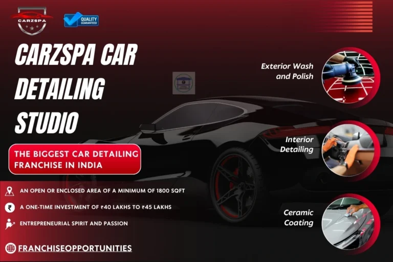CarzSpa premium car studio with franchise board
