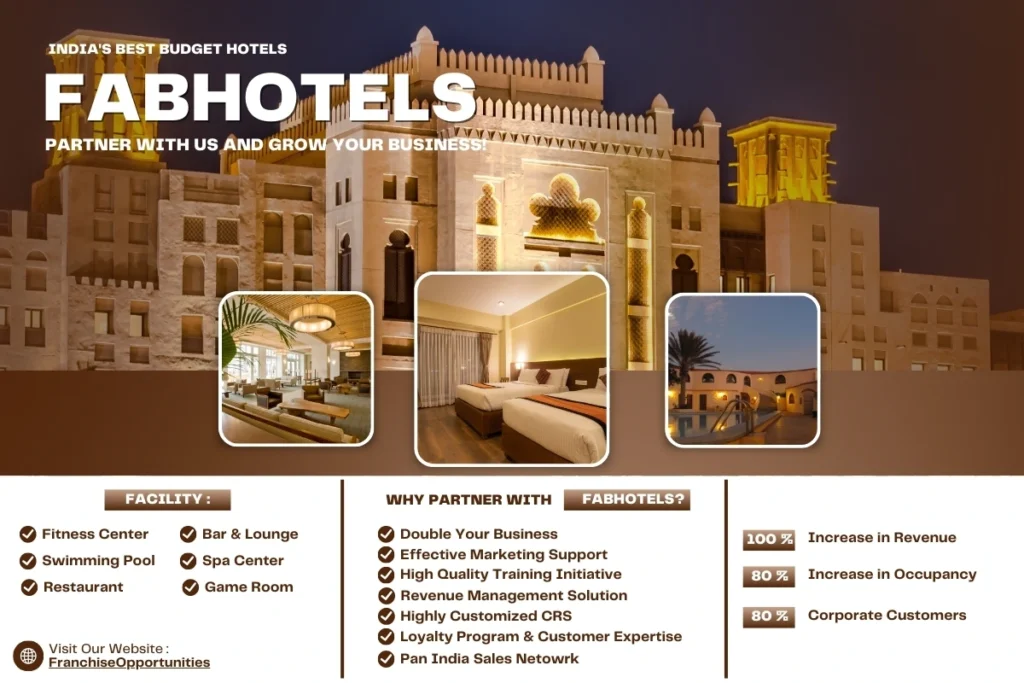 FabHotels building exterior with branding and staff welcoming guests