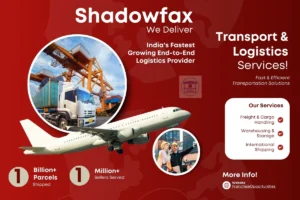 Shadowfax delivery van outside a logistics hub