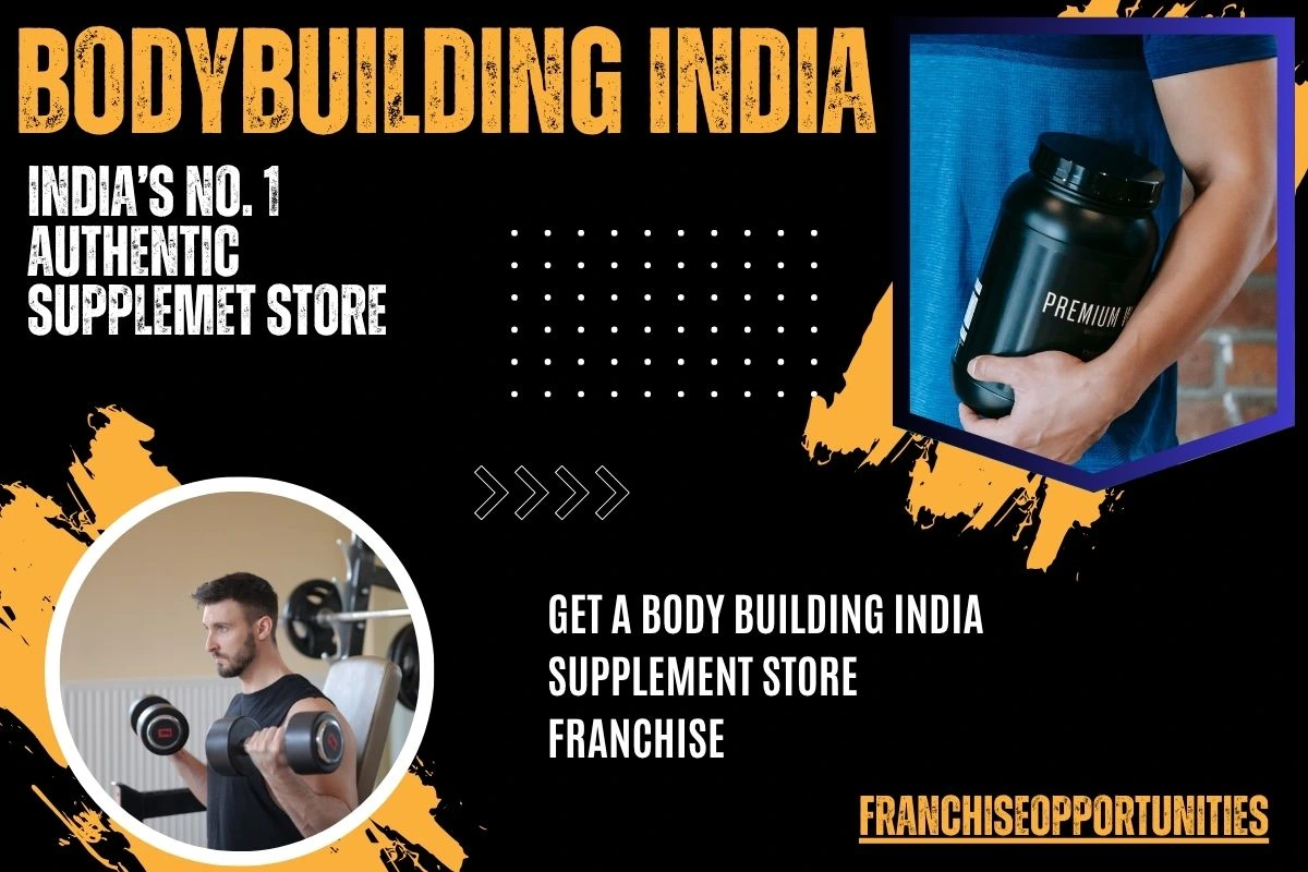 A Body Building India Franchise retail outlet showcasing fitness supplements.