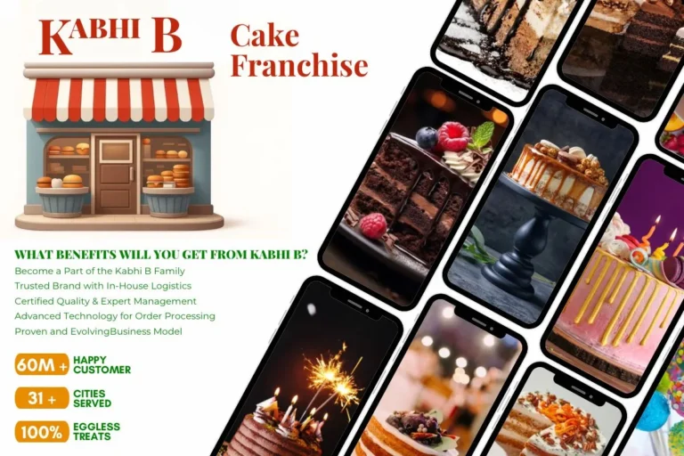 Kabhi B franchise bakery shop with cakes, snacks, and beverages on display