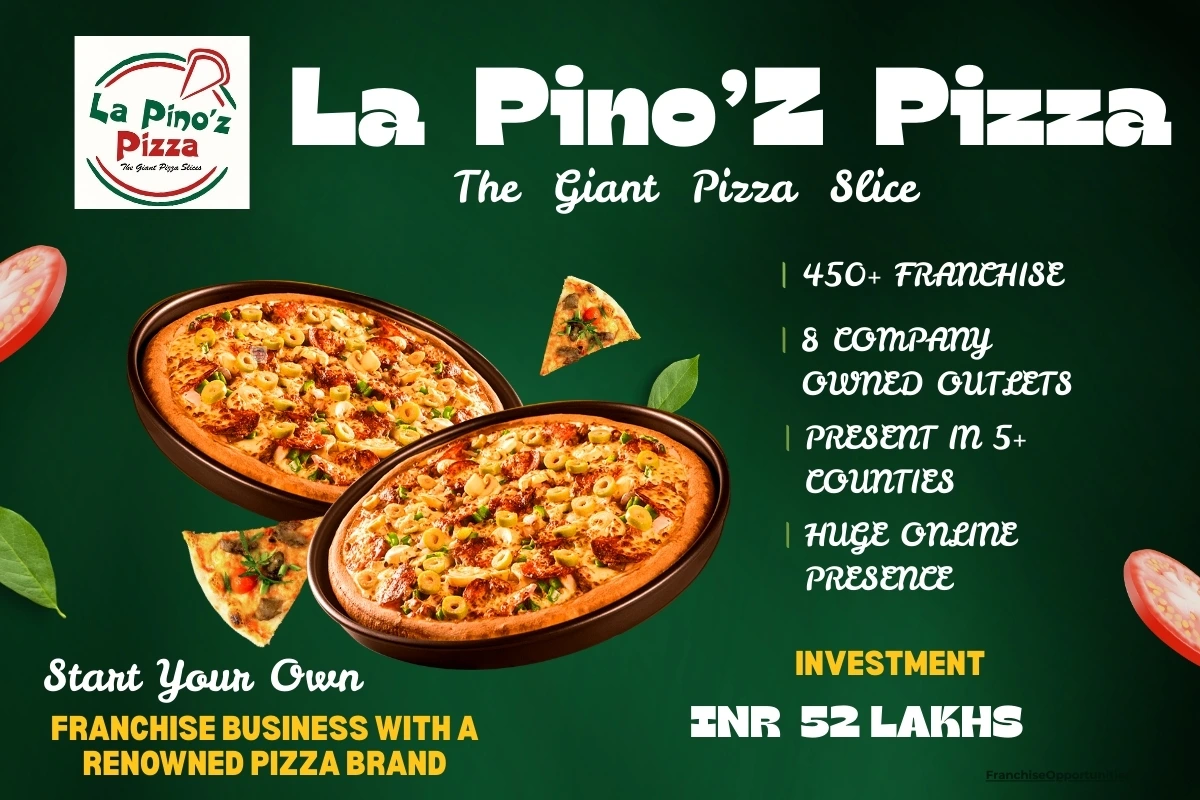 La Pino'z Franchise outlet front view with pizza branding