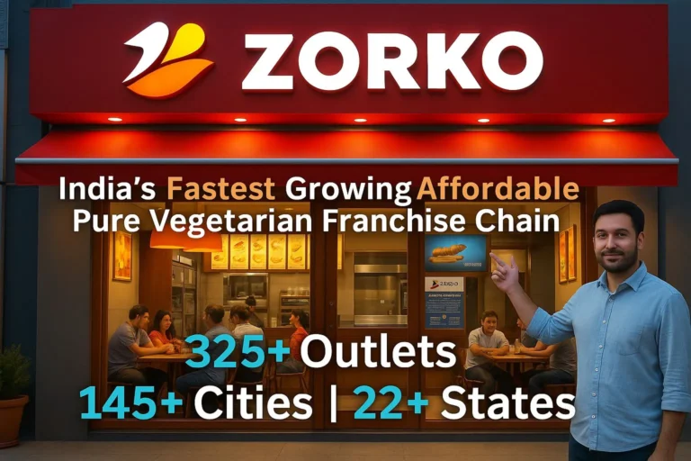 A Zorko Franchise Restaurant with a variety of vegetarian dishes and a franchise sign.