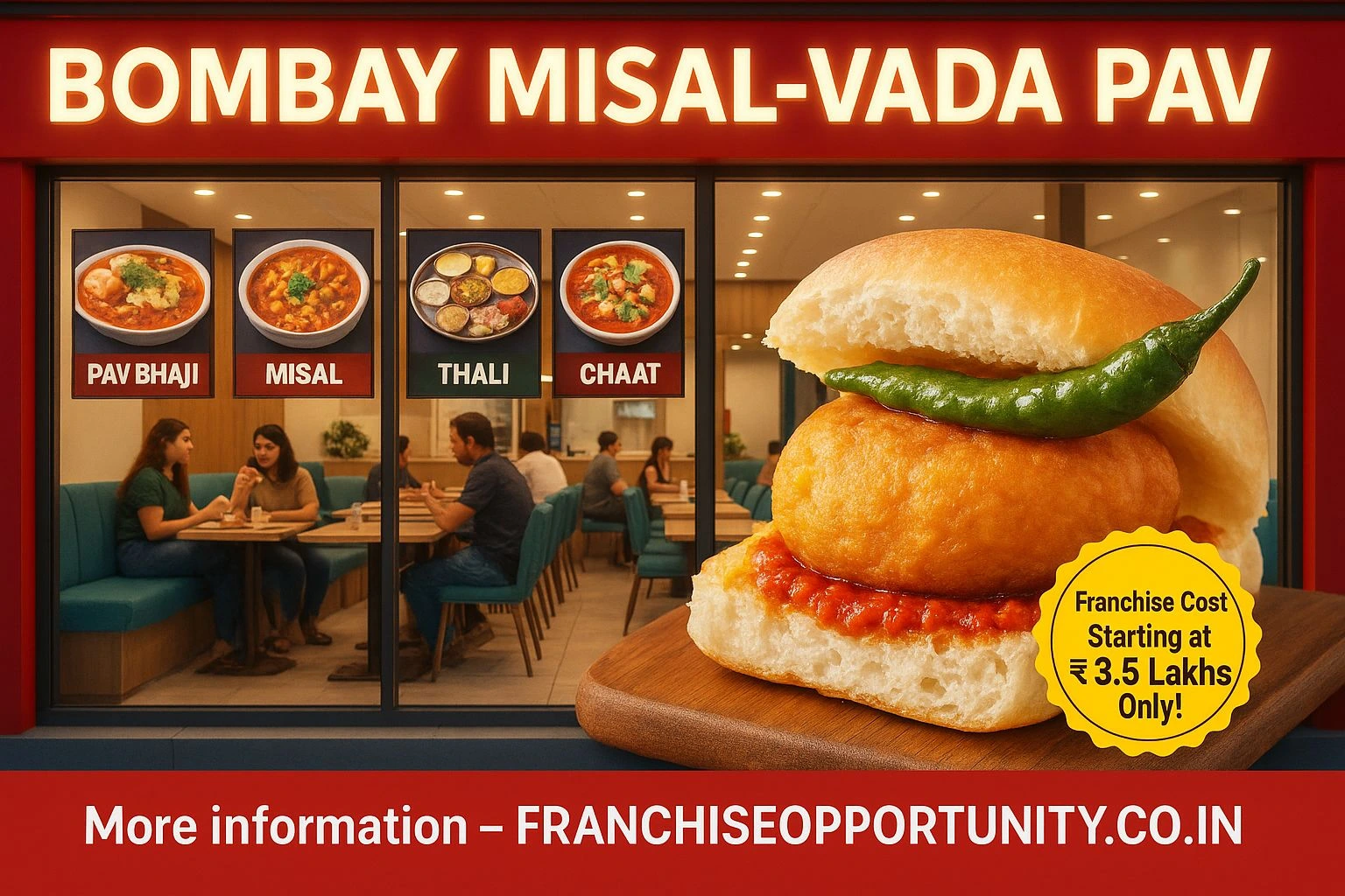 A Bombay Misal Vada Pav Franchise outlet serving authentic Mumbai street food.