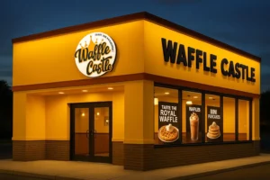 Waffle Castle franchise outlet in India serving waffles, pancakes, and shakes