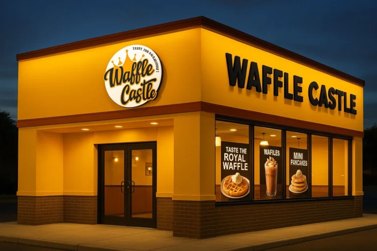 Waffle Castle franchise outlet in India serving waffles, pancakes, and shakes