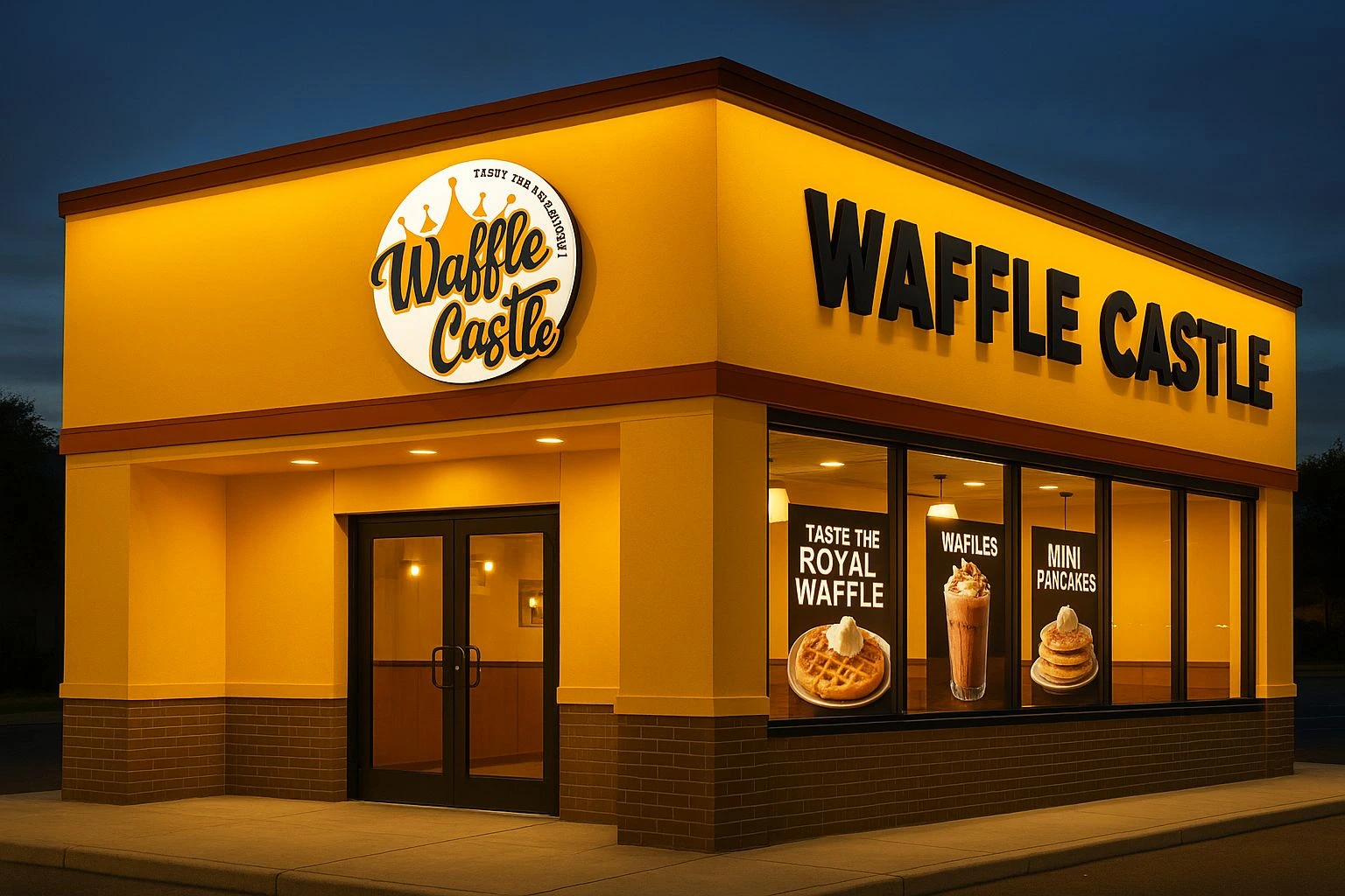 Waffle Castle franchise outlet in India serving waffles, pancakes, and shakes