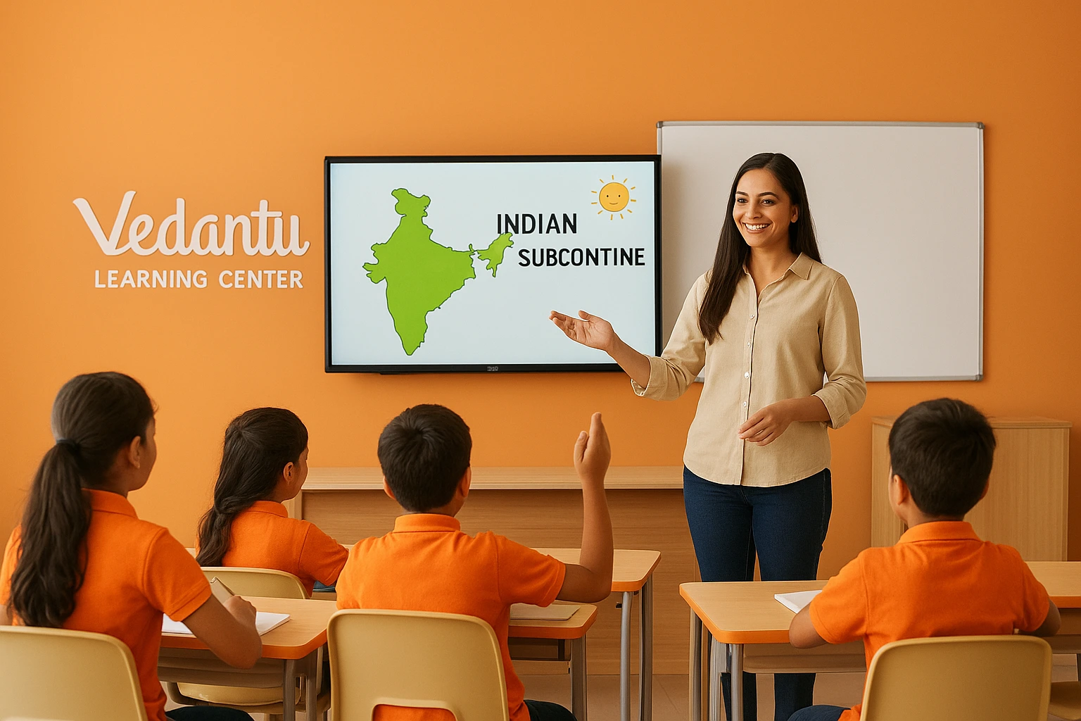 Vedantu Learning Center classroom with students and teacher showcasing hybrid education in action.