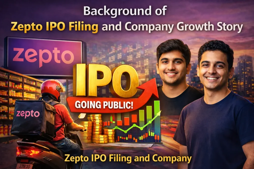 Background of Zepto IPO filing showing company growth and expansion journey in India