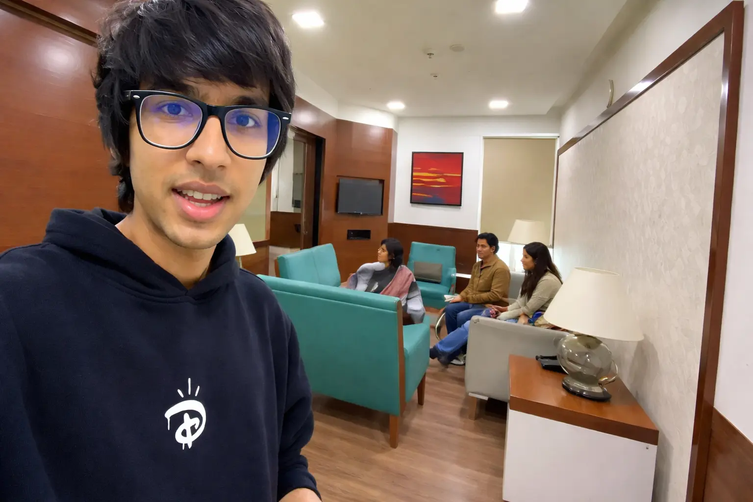 Sourav Joshi inside a luxury Delhi hospital during his mother’s treatment visit