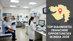 Modern diagnostic lab interior in India with medical equipment and staff for preventive healthcare franchise opportunities in 2026