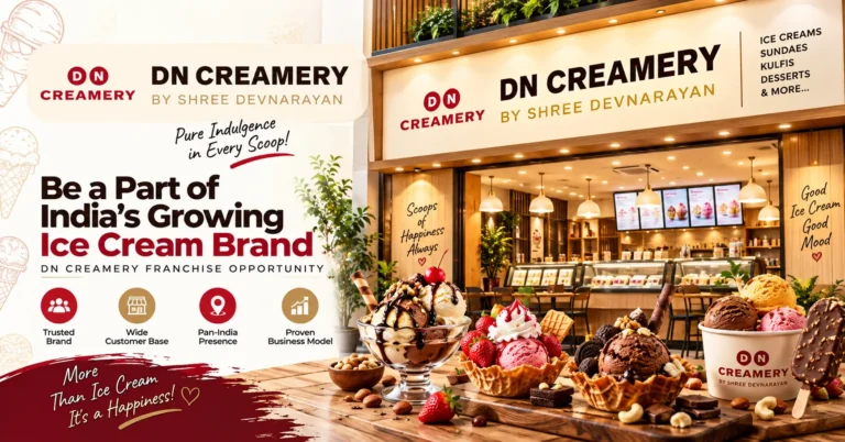 DN Creamery ice cream franchise outlet serving scoops, thick shakes, sundaes, waffles and falooda in Gujarat