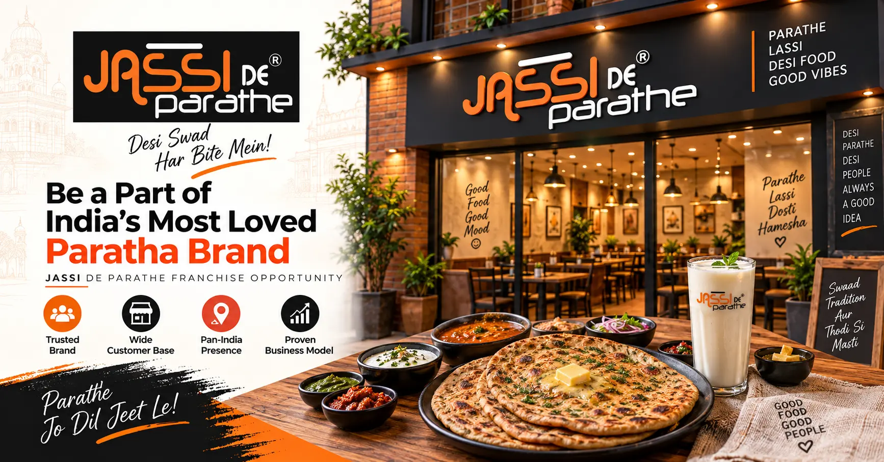 Jassi De Parathe restaurant serving authentic Punjabi parathas and North Indian food, representing the Jassi De Parathe franchise opportunity